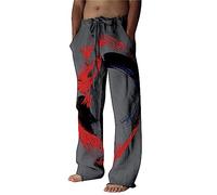 Blandoom Men Cotton Linen Trousers Beach Pants with Drawstrings Elasticated Waist Band Beach Yoga Trousers Mens Cotton Linen Baggy Trousers Mens Linen Shorts 36 Waist M-5Xl Gifts 2024 Grey