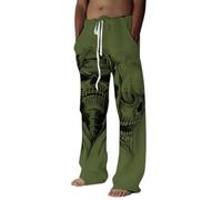 Blandoom Men's Linen Pants Men Open Hem Lightweight Jog Pants Lightweight Elastic Trousers Mens Linen Trousers Slim Fit Mens Cotton Linen Yoga Pants S-3Xl Birthday Gifts for Men Green