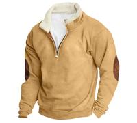 Blandoom Men's Sweatshirt Sweatshirt Jumpers For Men Uk Mens Quarter Sweater Jumper Pullover Top Sherpa Lined Pullover Sweater Mens Pullover Zip Fleece Men's Warm-Up Stripes Track Top Yellow