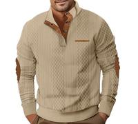 Blandoom Men's Sweatshirts For Men Men's Track Top Sweatshirt Mens Cable Knit Jumper Warm Classic V-Neck Sweaters Outdoors Walking Trekking And Hiking Clothing Unisex Hip-Hop Pullover Khaki