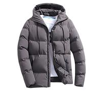 Blandoom Puffer Jacket for Men Hood Jacket for Men Down Jacket Men Black Red Windbreaker Men's Hooded Padded Down Jacket Leather Lapel Zip-Up Biker Coat Packable Padded Ultra Warm