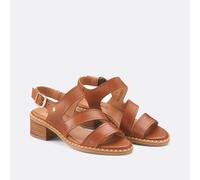 Blanes Leather Heeled Sandals Cognac