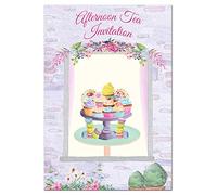 Blank Afternoon Tea Party Invitations - Pack of 16 cards with envelopes - 16 Ready to Write fill in Invites - Double-sided Parties Celebrations Events - Adult Kids Birthdays Garden Home Invitation