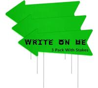 Blank-Arrow-Signs Bulk with Stakes 3 Pack 17 x 6 Inches Wedding Directional Yard-Signs with Stakes, This Way Arrow Yard-Signs Birthday Party Signs Arrow - Green