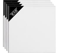 Belle Vous 50x50cm Blank Artist Canvas (4 Pack) - Large Stretched Acid-Free Cotton Canvases 15mm Thick - Framed 280GSM Double-Primed Fine Grain Canvases for Acrylic/Oil Painting, Drawing & Sketching