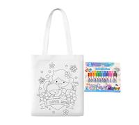 Blank Canvas Bags, Coloring Candy Bags, Mother's Day Educational Art Craft with Paint Pens for Kids Ages 3+ Boys Girls Classroom Kindergarten Home Outdoor Travel