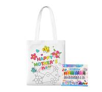Blank Canvas Bags | Coloring Goodie Bags - Mother's Day Art Craft with Paint Pens Learning Activities for Kids Ages 3+ Girls Boys Kindergarten Classroom School Outdoor Travel
