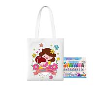 Blank Canvas Tote Bags | Coloring Goodie Bags,Mother's Day Art Craft with Paint Pens Learning Activities for Kids Ages 3+ Boys Girls School Home Travel Kindergarten Outdoor Classroom