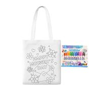 Blank Canvas Tote Bags | Doodle Bag | Mother's Day Art Craft with Paint Pens Learning Activities for Kids Ages 3+ Boys Girls School Home Travel Kindergarten Outdoor Classroom