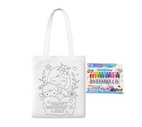 Blank Canvas Tote Bags | Doodle Bag,Mother's Day Educational Learning Activities with Paint Pens for Kids Ages 3+ Home Kindergarten Classroom School Outdoor Travel