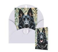 Blank Card 10x15 CM Happy Birthday Card with Envelopes Black german shepherd dog Greeting Cards for All Occasions Thinking of You Cards for Wedding Business Invitation