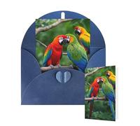 Blank Card 10x15 CM Happy Birthday Card with Envelopes Colorful Parrots On Tree Greeting Cards for All Occasions Thinking of You Cards for Wedding Business Invitation