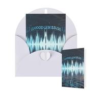 Blank Card 10x15 CM Happy Birthday Card with Envelopes Cool Music sound wave Greeting Cards for All Occasions Thinking of You Cards for Wedding Business Invitation
