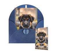 Blank Card 10x15 CM Happy Birthday Card with Envelopes German Shepherd Puppy Greeting Cards for All Occasions Thinking of You Cards for Wedding Business Invitation