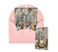 Blank Card 10x15 CM Happy Birthday Card with Envelopes Guitar Bass Music Greeting Cards for All Occasions Thinking of You Cards for Wedding Business Invitation