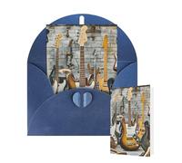Blank Card 10x15 CM Happy Birthday Card with Envelopes Guitar Bass Music Greeting Cards for All Occasions Thinking of You Cards for Wedding Business Invitation