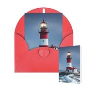 Blank Card 10x15 CM Happy Birthday Card with Envelopes Lighthouse Ocean Greeting Cards for All Occasions Thinking of You Cards for Wedding Business Invitation