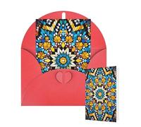 Blank Card 10x15 CM Happy Birthday Card with Envelopes Moroccan Color Pattern Greeting Cards for All Occasions Thinking of You Cards for Wedding Business Invitation