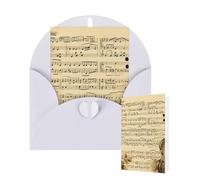 Blank Card 10x15 CM Happy Birthday Card with Envelopes Music Notes on Old Paper Greeting Cards for All Occasions Thinking of You Cards for Wedding Business Invitation