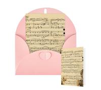 Blank Card 10x15 CM Happy Birthday Card with Envelopes Music Notes on Old Paper Greeting Cards for All Occasions Thinking of You Cards for Wedding Business Invitation