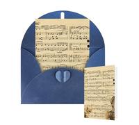 Blank Card 10x15 CM Happy Birthday Card with Envelopes Music Notes on Old Paper Greeting Cards for All Occasions Thinking of You Cards for Wedding Business Invitation