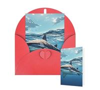 Blank Card 10x15 CM Happy Birthday Card with Envelopes Ocean Sea Animal Shark Greeting Cards for All Occasions Thinking of You Cards for Wedding Business Invitation