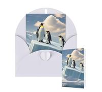 Blank Card 10x15 CM Happy Birthday Card with Envelopes Penguins On The Iceberg Greeting Cards for All Occasions Thinking of You Cards for Wedding Business Invitation