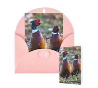 Blank Card 10x15 CM Happy Birthday Card with Envelopes Pheasants Animals Greeting Cards for All Occasions Thinking of You Cards for Wedding Business Invitation