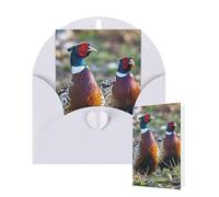 Blank Card 10x15 CM Happy Birthday Card with Envelopes Pheasants Animals Greeting Cards for All Occasions Thinking of You Cards for Wedding Business Invitation