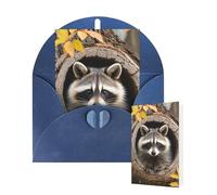 Blank Card 10x15 CM Happy Birthday Card with Envelopes Raccoon in The Fall Tree Hole Greeting Cards for All Occasions Thinking of You Cards for Wedding Business Invitation