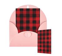 Blank Card 10x15 CM Happy Birthday Card with Envelopes Red Black Buffalo Check Plaid Pattern Greeting Cards for All Occasions Thinking of You Cards for Wedding Business Invitation