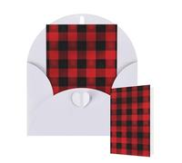 Blank Card 10x15 CM Happy Birthday Card with Envelopes Red Black Buffalo Check Plaid Pattern Greeting Cards for All Occasions Thinking of You Cards for Wedding Business Invitation