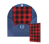 Blank Card 10x15 CM Happy Birthday Card with Envelopes Red Black Buffalo Check Plaid Pattern Greeting Cards for All Occasions Thinking of You Cards for Wedding Business Invitation