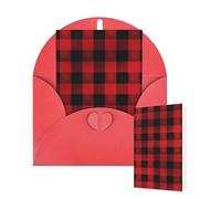Blank Card 10x15 CM Happy Birthday Card with Envelopes Red Black Buffalo Check Plaid Pattern Greeting Cards for All Occasions Thinking of You Cards for Wedding Business Invitation