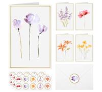 Blank Cards, 30 Pack Greet Cards, Blank Card and Envelopes Elegant Blank Note Perfect Stationary Set 5 Assorted Floral Designs For Thank You Wedding Invitations Birthday