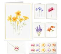 Blank Cards and Envelopes, 30-Pack Elegant Floral Notelets and Envelopes Set with Stickers, Blank Greeting Cards for Thank You, Wedding, Birthday, Invitations, 20.6 x 17.9 cm