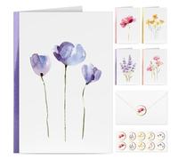 Blank Cards and Envelopes, 30 Pack Greet Cards, Elegant Blank Note, Perfect Bulk Stationary Set For All Occasions, 5 Assorted Floral Designs, 4" x 6"