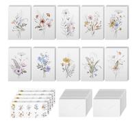 Blank Cards and Envelopes 48 Pack Floral Note Cards 4x6 Inch All Occasion Stationary Set Assorted Greeting Card for Weddings, Birthdays, Thank Yous, Invitations and Mother's Day Messages(Style 3)