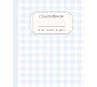 Blank Composition Notebook: Aesthetic Gingham Dusty Blue Cottagecore Journal | Wide Ruled Paper | 110 Pages | 7.5 x 9.25 in
