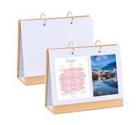 Blank Desk Calendar, 2 Pcs DIY Calendars Album For Scrapbook Making,Standing Flip Desktop Calendar,Refillable,With Ring Binder,For Hand-Painted Creations,Planning, Note Taking