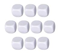 Blank Dice - Ten Piece White Rounded Cube Set, Six Sided Writeable Game Blocks, DIY Number Sticker Maths Counting Teaching Cubes | Creative Learning Manipulation Pieces for Education & Game Activity