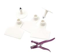 Blank Ear Tags for Livestock Identification, 100 Pieces for Cattle, Pigs, Goats, Sheep; Includes Ear-Marking and Numbering Pliers