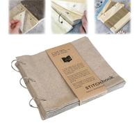 Blank Fabric Sketchbook, Portable Stitch Fabric Sketchbook, with Unique Folding Design for Linen Stitchbook for Drawing, Writing (Brown)