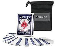 Blank Face Bicycle Cards - Gaff Rider Back Bicycle Deck - Includes Cipher Card Bag (Blue)