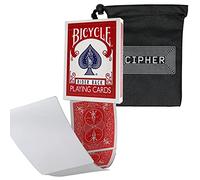 Blank Face Bicycle Cards - Gaff Rider Back Bicycle Deck - Includes Cipher Card Bag (Red)