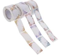 Blank Food Label Stickers Floral Design, 3 Rolls 750 Labels, Self-Adhesive Pantry & Canning Jar Tags