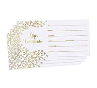 Blank Gift Certificates for Business - 25 Gold Foil Gift Certificate Cards with Envelopes for Spa, Salon, Restaurants, Custom Client Vouchers for Birthday, Work Gift Card - 3.75x7.5