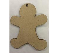 BLANK GINGERBREAD MAN SHAPE 3MM MDF CHRISTMAS XMAS DECORATIONS TREE BAUBLE BUNTING CRAFT GIFT (16, HANGING HOLES)
