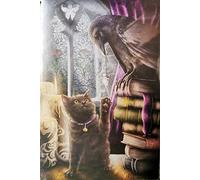 Blank Greeting Card 'Familiarity' Pagan Cat Raven