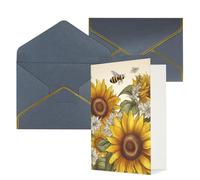 Blank Greeting Card with Envelopes Thank YouCard Bees Sunflowers Daisy Rose Flowers Happy Birthday Card for Women Men Christmas Halloween Wedding Blank Note Cards All Occasion Greeting Cards 4x6